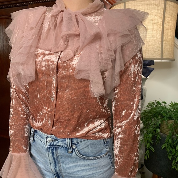 Velvet Ruffle Top - Picture 2 of 6